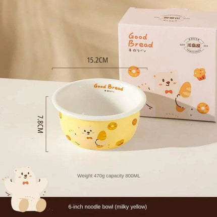 Adorable Bear Dodo Cream Kids Breakfast Bowl Set - Essential Kitchen Delight - Très Elite