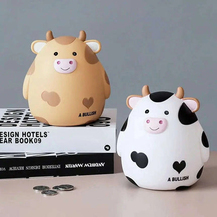 Adorable Cartoon Cow Coin Bank - Cute Vinyl Money Box for Kids - Fun Savings Jar - Très Elite