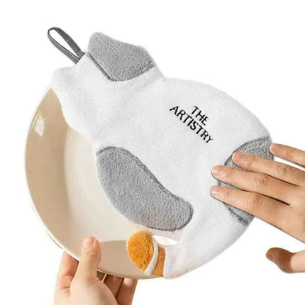 Adorable Cat-Themed Quick-Dry Coral Fleece Towel Set - Plush Hand Towel Essentials - Très Elite