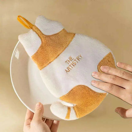 Adorable Cat-Themed Quick-Dry Coral Fleece Towel Set - Plush Hand Towel Essentials - Très Elite