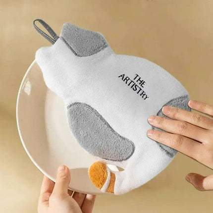 Adorable Cat-Themed Quick-Dry Coral Fleece Towel Set - Plush Hand Towel Essentials - Très Elite