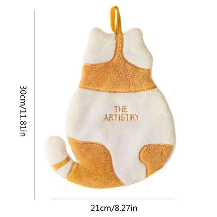 Adorable Cat-Themed Quick-Dry Coral Fleece Towel Set - Plush Hand Towel Essentials - Très Elite