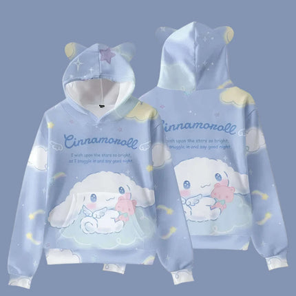 Adorable Cinnamoroll Cat-Eared Hoodie for Girls - Charming Sanrio Character Sweatshirt - Très Elite