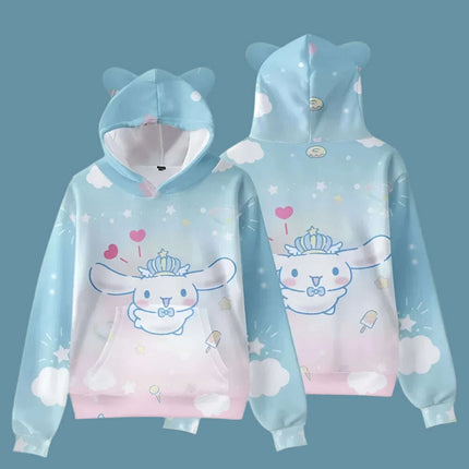 Adorable Cinnamoroll Cat-Eared Hoodie for Girls - Charming Sanrio Character Sweatshirt - Très Elite