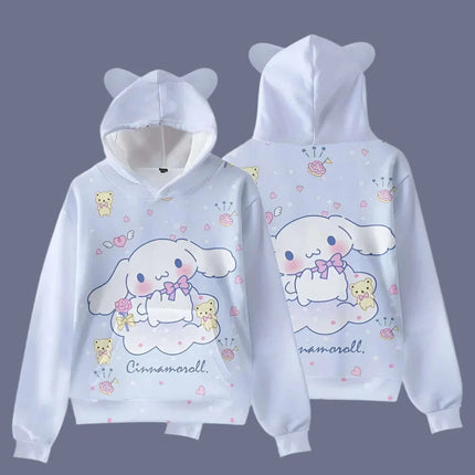 Adorable Cinnamoroll Cat-Eared Hoodie for Girls - Charming Sanrio Character Sweatshirt - Très Elite