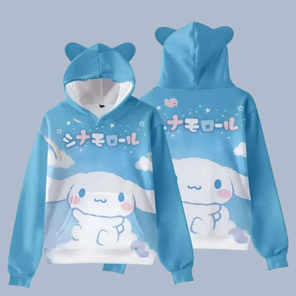 Adorable Cinnamoroll Cat-Eared Hoodie for Girls - Charming Sanrio Character Sweatshirt - Très Elite