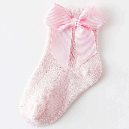 Adorable Cotton Baby Girl Socks with Stylish Bows - Breathable Short Socks - Très Elite