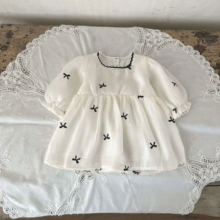 Adorable Cotton Long Sleeve Romper with Bow for Baby Girls - Perfect for Everyday Fashion