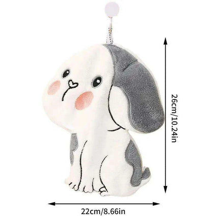 Adorable Dog-Shaped Coral Velvet Hand Towel with Convenient Hanging Loop - Perfect for Home Decor..