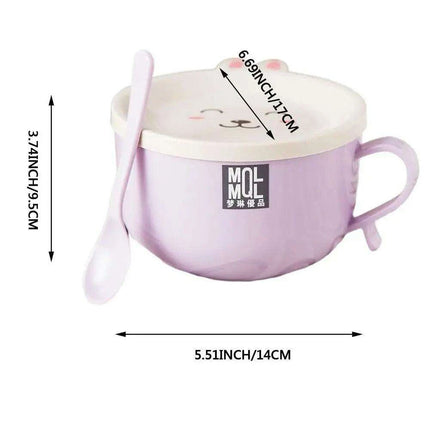 Adorable Double-Layer Noodle Bowl with Playful Rabbit Design - A Must-Have for Fun Dining Experiences! - Très Elite