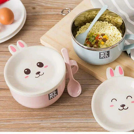 Adorable Double-Layer Noodle Bowl with Playful Rabbit Design - A Must-Have for Fun Dining Experiences! - Très Elite