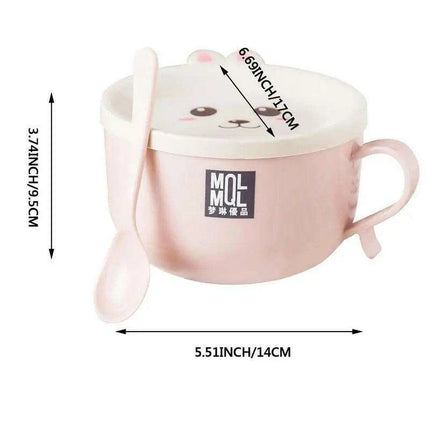 Adorable Double-Layer Noodle Bowl with Playful Rabbit Design - A Must-Have for Fun Dining Experiences! - Très Elite