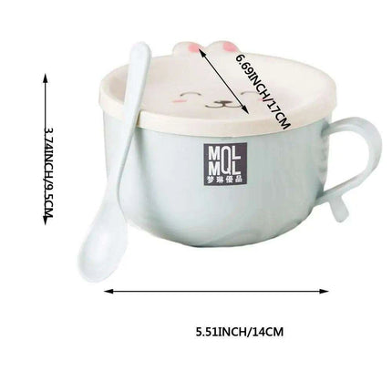 Adorable Double-Layer Noodle Bowl with Playful Rabbit Design - A Must-Have for Fun Dining Experiences! - Très Elite
