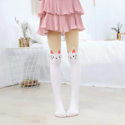 Adorable Kawaii Bear Print Tights for Kids - Cozy Pantyhose with Whimsical Knee Designs - Très Elite