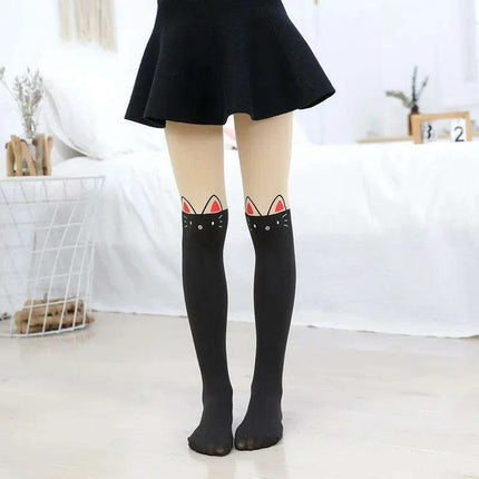 Adorable Kawaii Bear Print Tights for Kids - Cozy Pantyhose with Whimsical Knee Designs - Très Elite