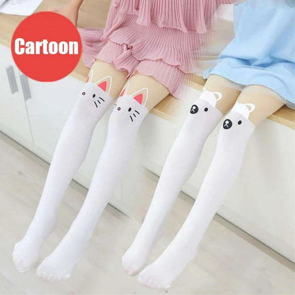 Adorable Kawaii Bear Print Tights for Kids - Cozy Pantyhose with Whimsical Knee Designs - Très Elite