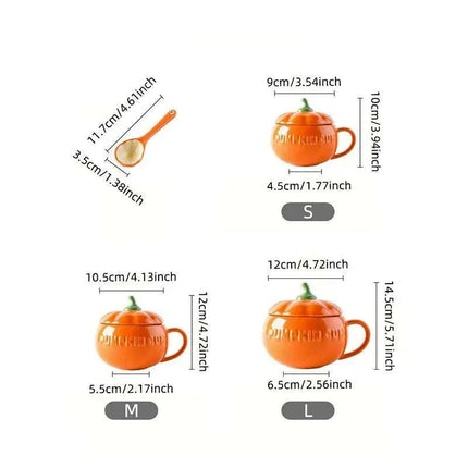Adorable Kawaii Pumpkin Ceramic Mug Set - Perfect Halloween Drinkware for Soups and Beverages - Très Elite