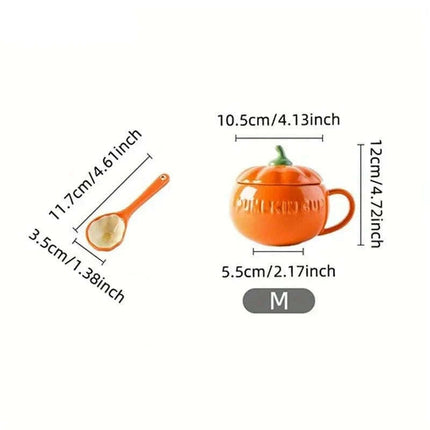 Adorable Kawaii Pumpkin Ceramic Mug Set - Perfect Halloween Drinkware for Soups and Beverages - Très Elite