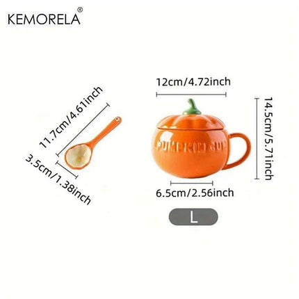Adorable Kawaii Pumpkin Ceramic Mug Set - Perfect Halloween Drinkware for Soups and Beverages - Très Elite