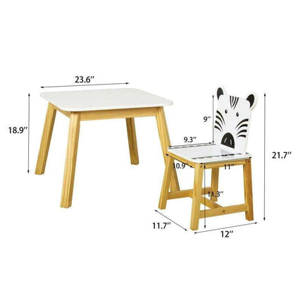 Adorable Kids Wooden Table and Chair Set with Cartoon Animals for Ages 2-7 - Fun and Functional Play Space..