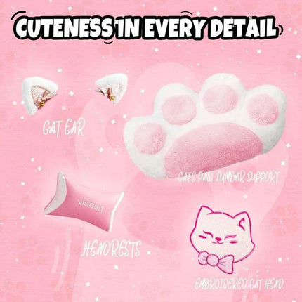 Adorable Pink Gaming Chair with Cat Ear Design and Adjustable Lumbar Support for Female Gamers - Très Elite