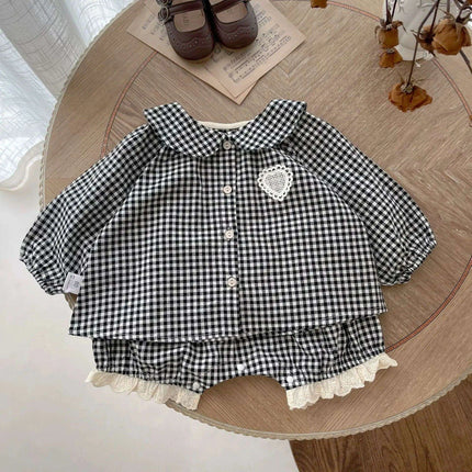 Adorable Plaid Long Sleeve Set for Girls - Très Elite