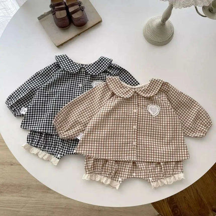 Adorable Plaid Long Sleeve Set for Girls - Très Elite