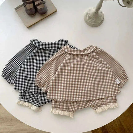 Adorable Plaid Long Sleeve Set for Girls - Très Elite