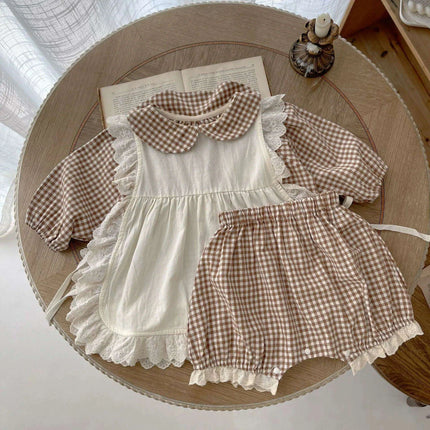 Adorable Plaid Long Sleeve Set for Girls - Très Elite