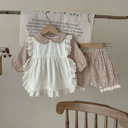 Adorable Plaid Long Sleeve Set for Girls - Très Elite