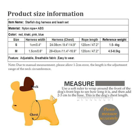 Adorable Starfish-Themed Adjustable Harness and Leash Set for Small Pets - Très Elite