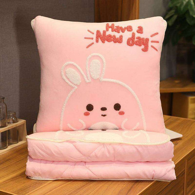 Adorable Summer Cartoon Character 2-in-1 Pillow Blanket for Ultimate Comfort