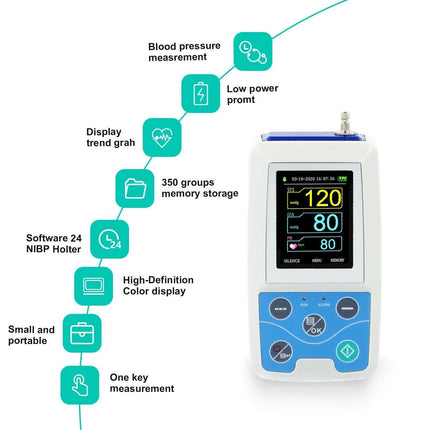 Advanced 24-Hour Ambulatory Blood Pressure Monitor - Contec ABPM50 - Très Elite