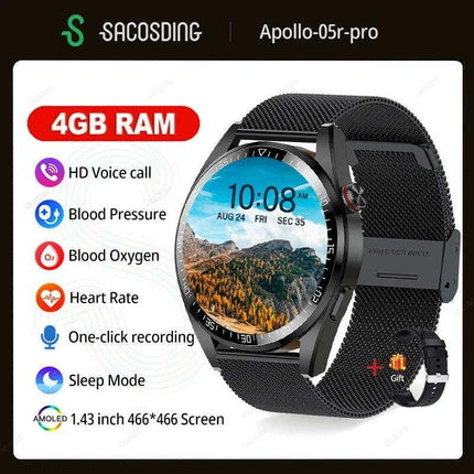 Advanced 4G RAM Smartwatch with Always-On Display - Bluetooth Calling, Health Monitoring, Music Storage - Compatible with Android & iOS - Très Elite