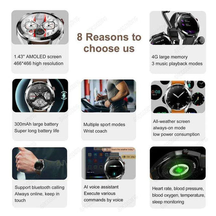 Advanced 4G RAM Smartwatch with Always-On Display - Bluetooth Calling, Health Monitoring, Music Storage - Compatible with Android & iOS - Très Elite