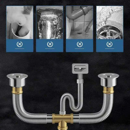 Advanced Stainless Steel Sink Drainage System with Anti-Odor Features and Flexible Installation Options - Très Elite