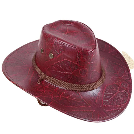 Adventure-Ready PU Leather Cowboy Hat - Stylish Big Brim Fedora for Outdoor Enthusiasts - Très Elite