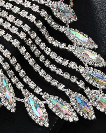 Elegant Crystal Charm Wrap Bracelet and Finger Chain - Bridal Radiance