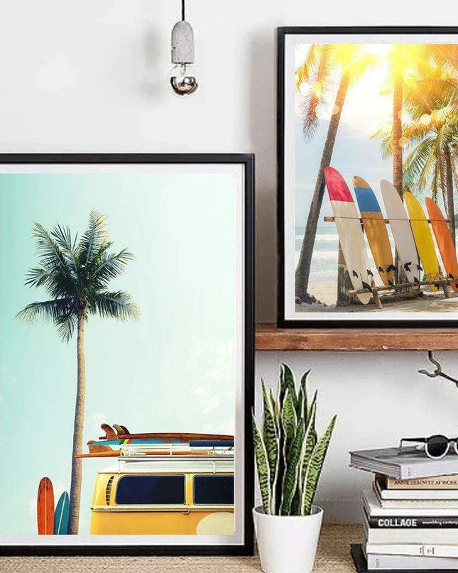 Vintage Surf Vibes: Coastal Canvas Art Collection for Beach-Inspired Home Decor