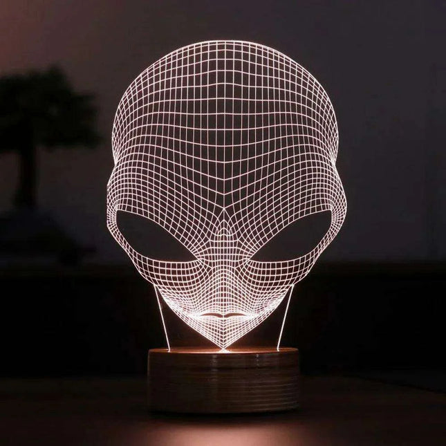 Alien 3D Optical Illusion LED Night Light - Vibrant Color-Changing Home Decor Piece