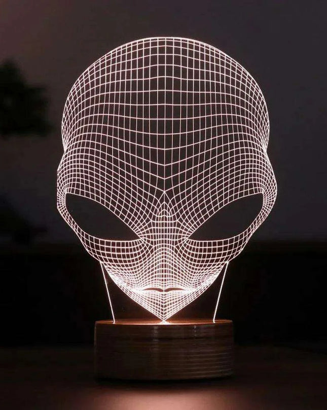 Alien 3D Optical Illusion LED Night Light - Vibrant Color-Changing Home Decor Piece
