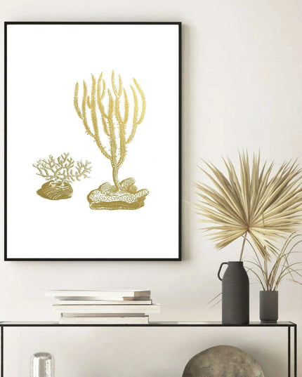 Serene Coastal Beauty: Golden Coral Tree Giclee Art Print for Stylish Home Decor