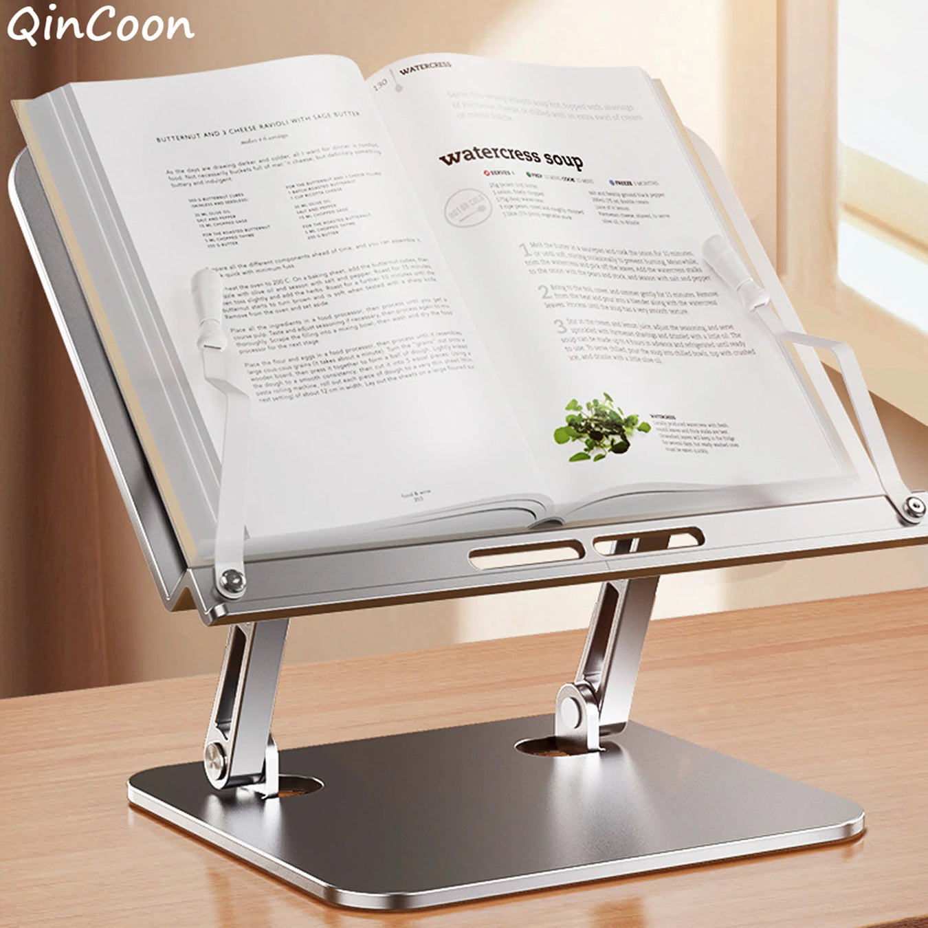 Aluminum Book Stand with Adjustable Design