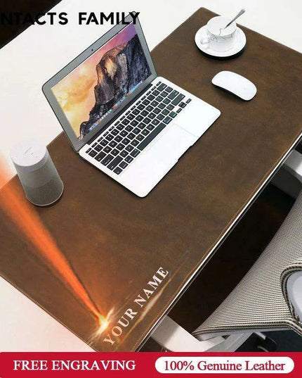 Exquisite Genuine Cowhide Leather Extra-Large Mouse Pad - Elegant Desk Mat for Gamers & Professionals