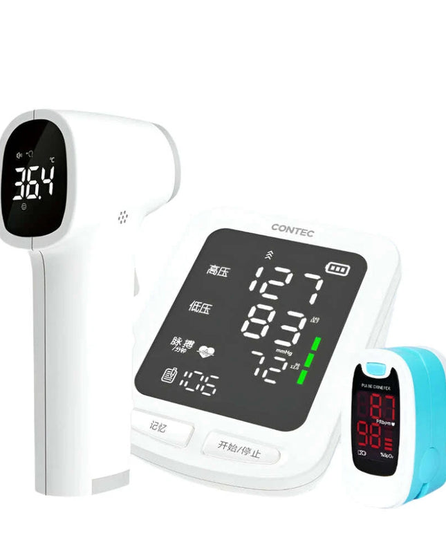 Automatic Blood Pressure Monitor, Pulse Oximeter & Infrared Thermometer Set