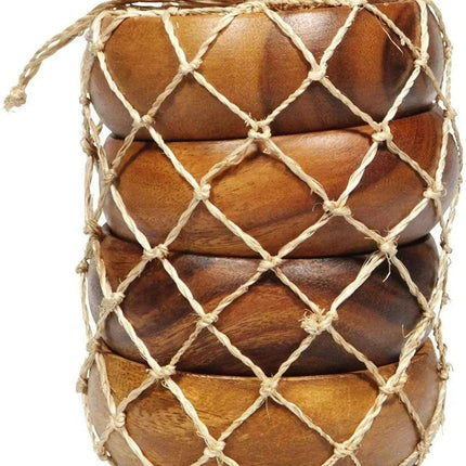 Unique Handcrafted Acacia Wood Bowl Set - 6 pcs Set