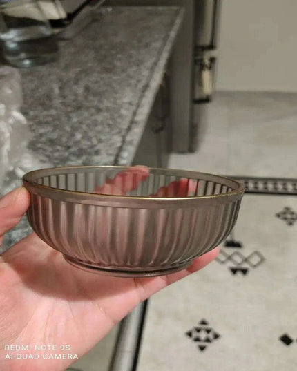 Set of 6 Stylish Durable Acrylic Snack Bowls with Gold Trim - Chic Frosted Glass Design, Fast Shipping