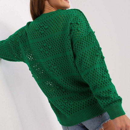 Airy Elegance Openwork Knit Pullover - Très Elite