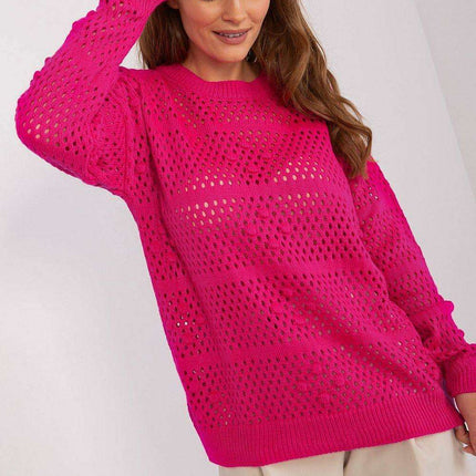 Airy Elegance Openwork Knit Pullover