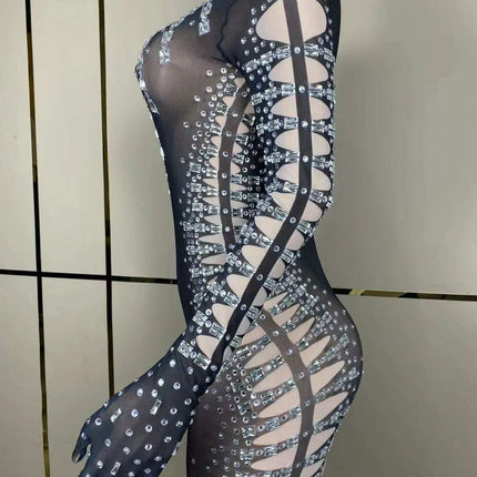 Allure Mesh Black Jumpsuit for Dazzling Nights - Très Elite